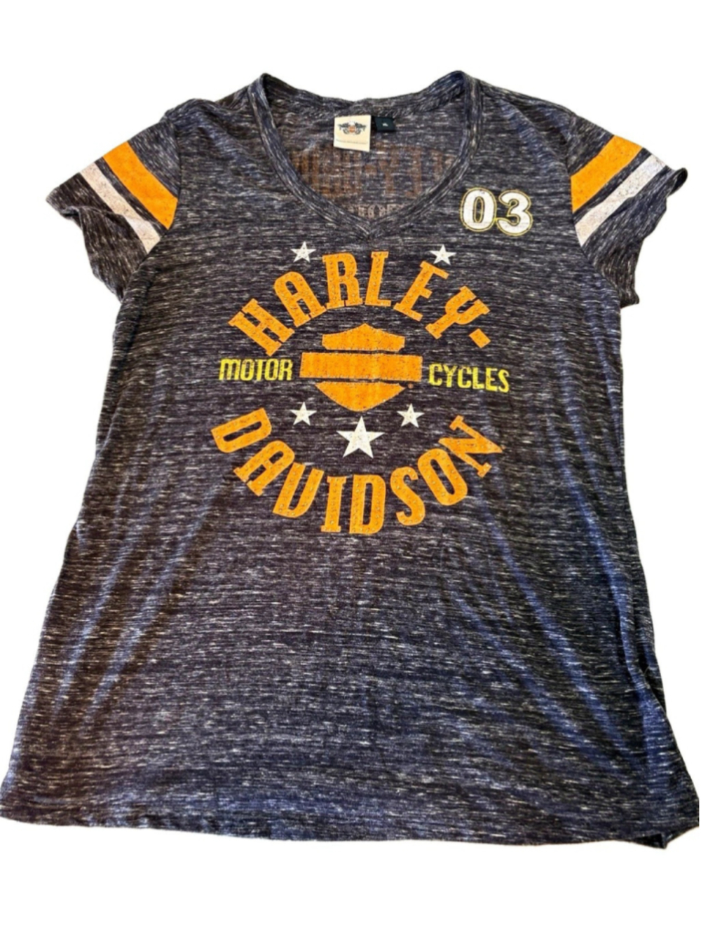 Harley-Davidson Women's Heathered Gray V-Neck Logo T-Shirt XL